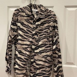 Zebra animal print button down flannel